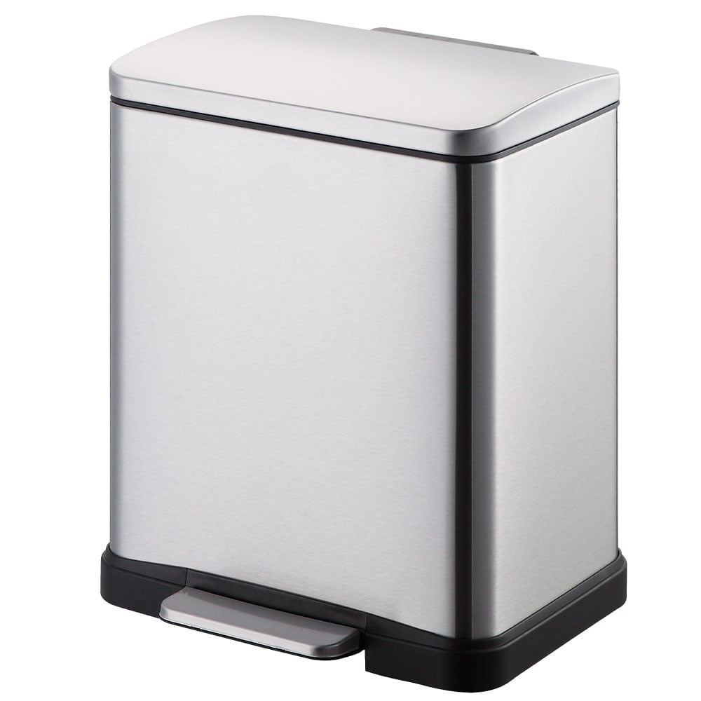 Square Dustbin Pedal Type Matt Steel 20l