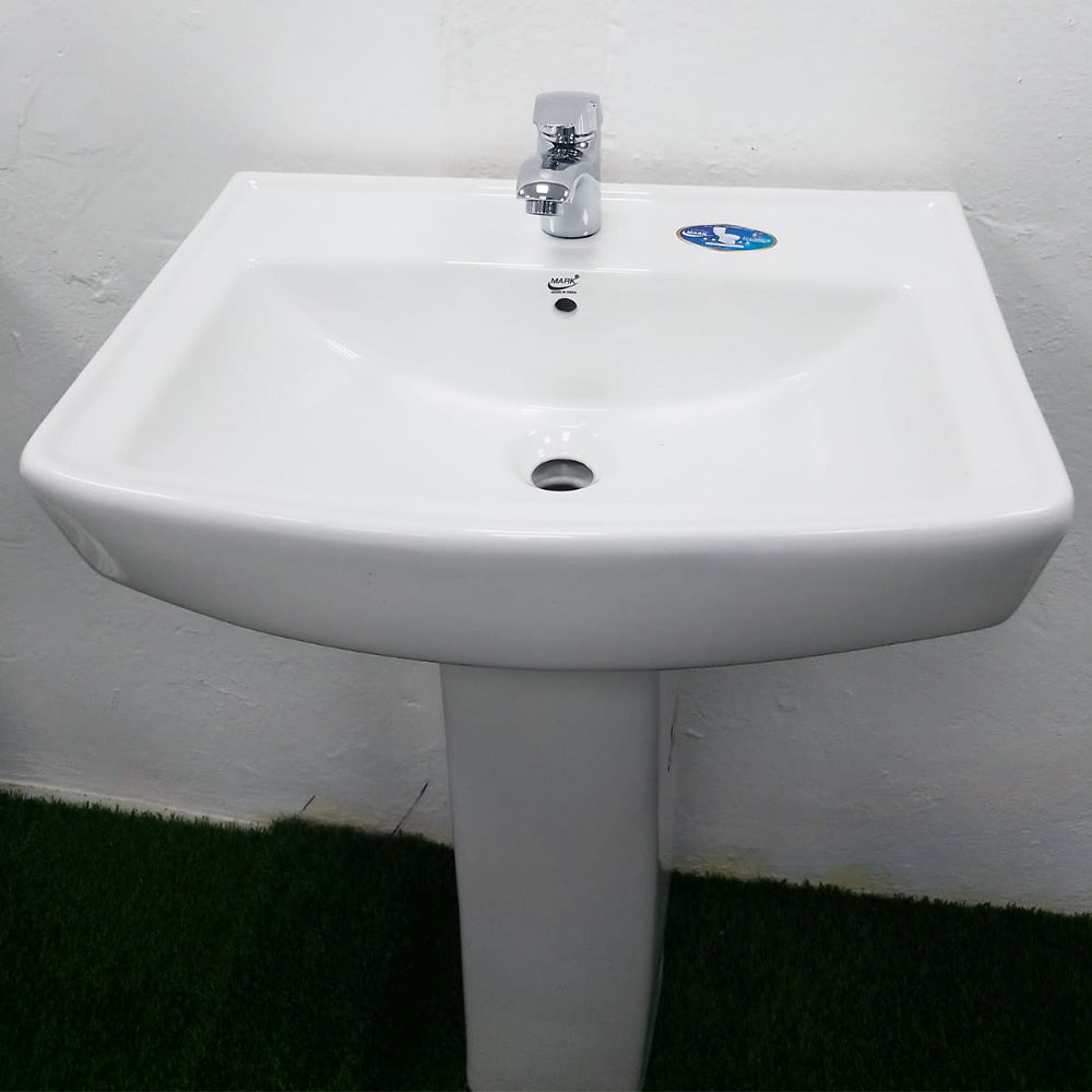 Mark Polo Full Pedestal Wash Basin- (white)
