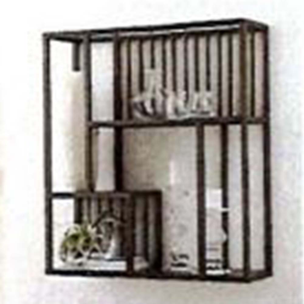 Pine Wood Metal Wall Shelf