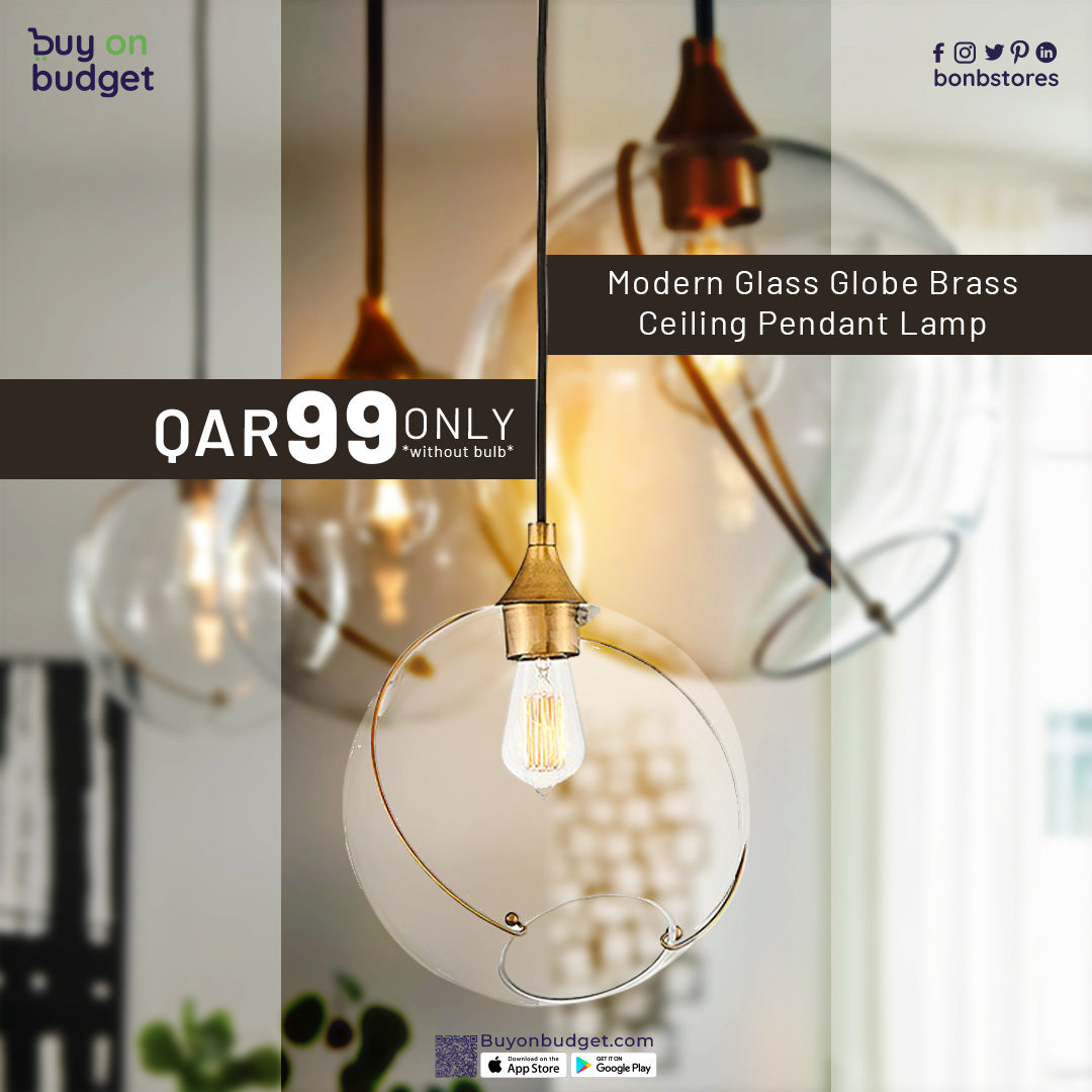 Modern Glass Globe Brass Ceiling Pendant Lamp
