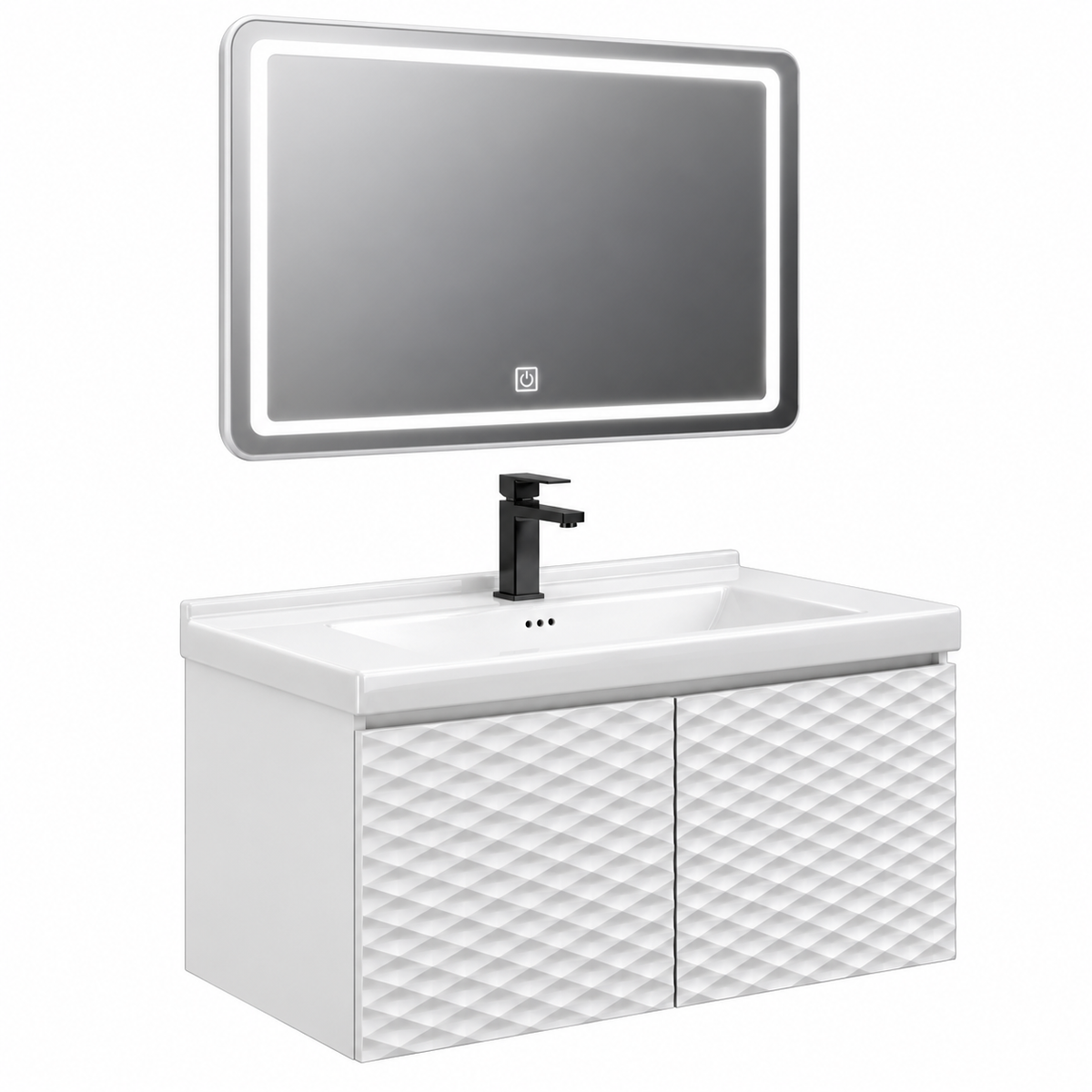 Aviation Vanity Cabinet - White 800mm with LED mirror (4000K)