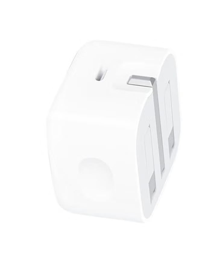 20W USB-C 3-Pin Power Adapter / (Original iPhone Charger) - White