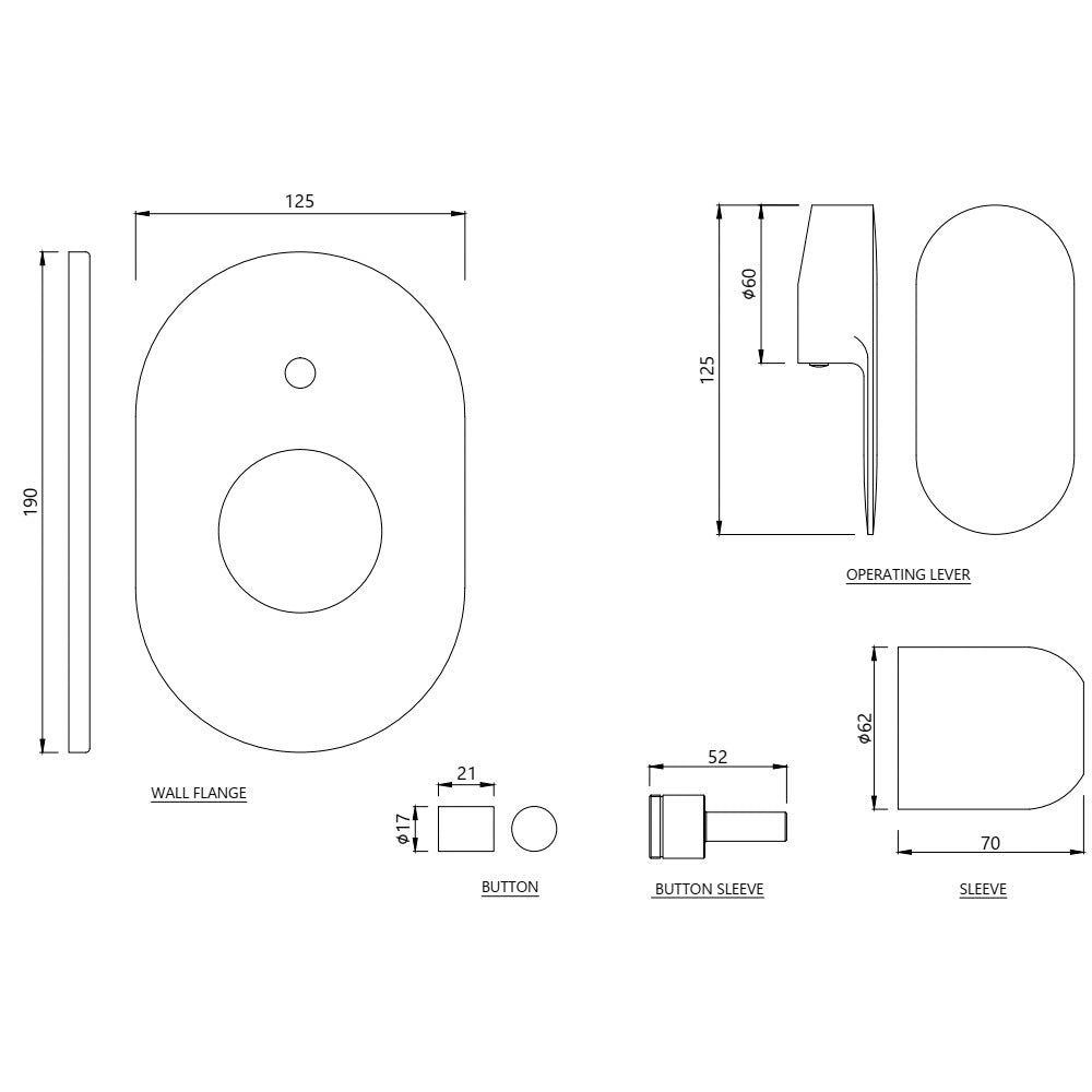 Single Lever Exposed Parts Kit of Hi-Flow Diverter - Chrome