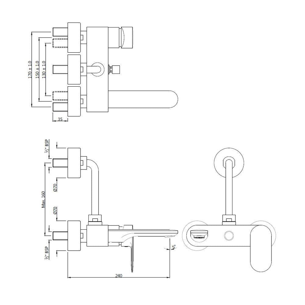 Single Lever Wall Mixer - Chrome