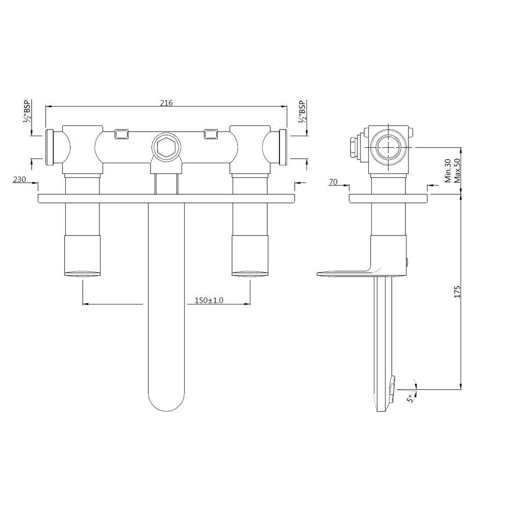 Two Concealed Stop Cocks - Chrome
