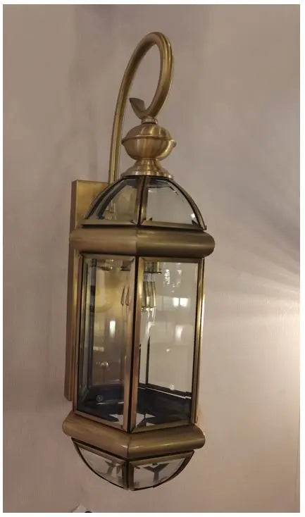 Outdoor Wall Lamp E27 D150×H440mm Copper + Transparent Glass Gold HW-8040