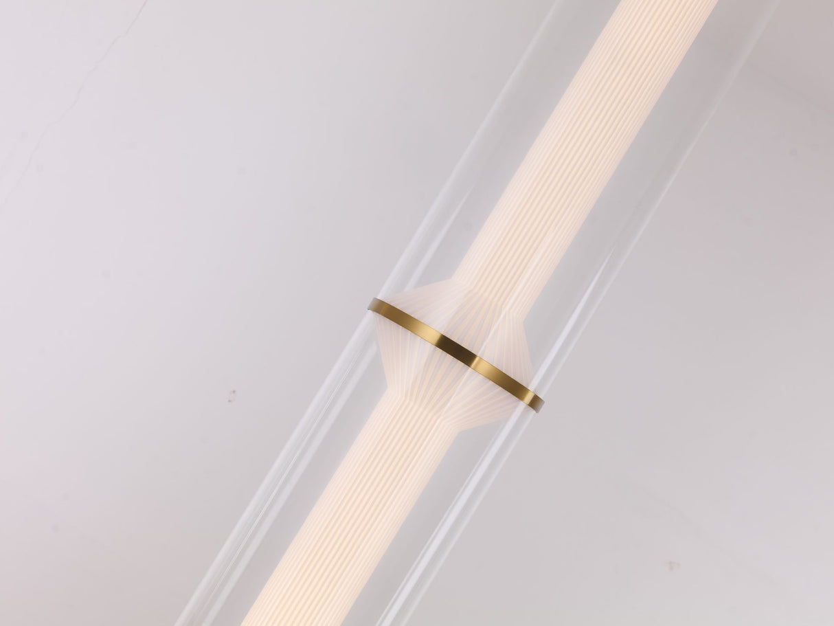 Floor lamp-1348F2-D255*H1350-Golden+Clear-Aluminum+Glass