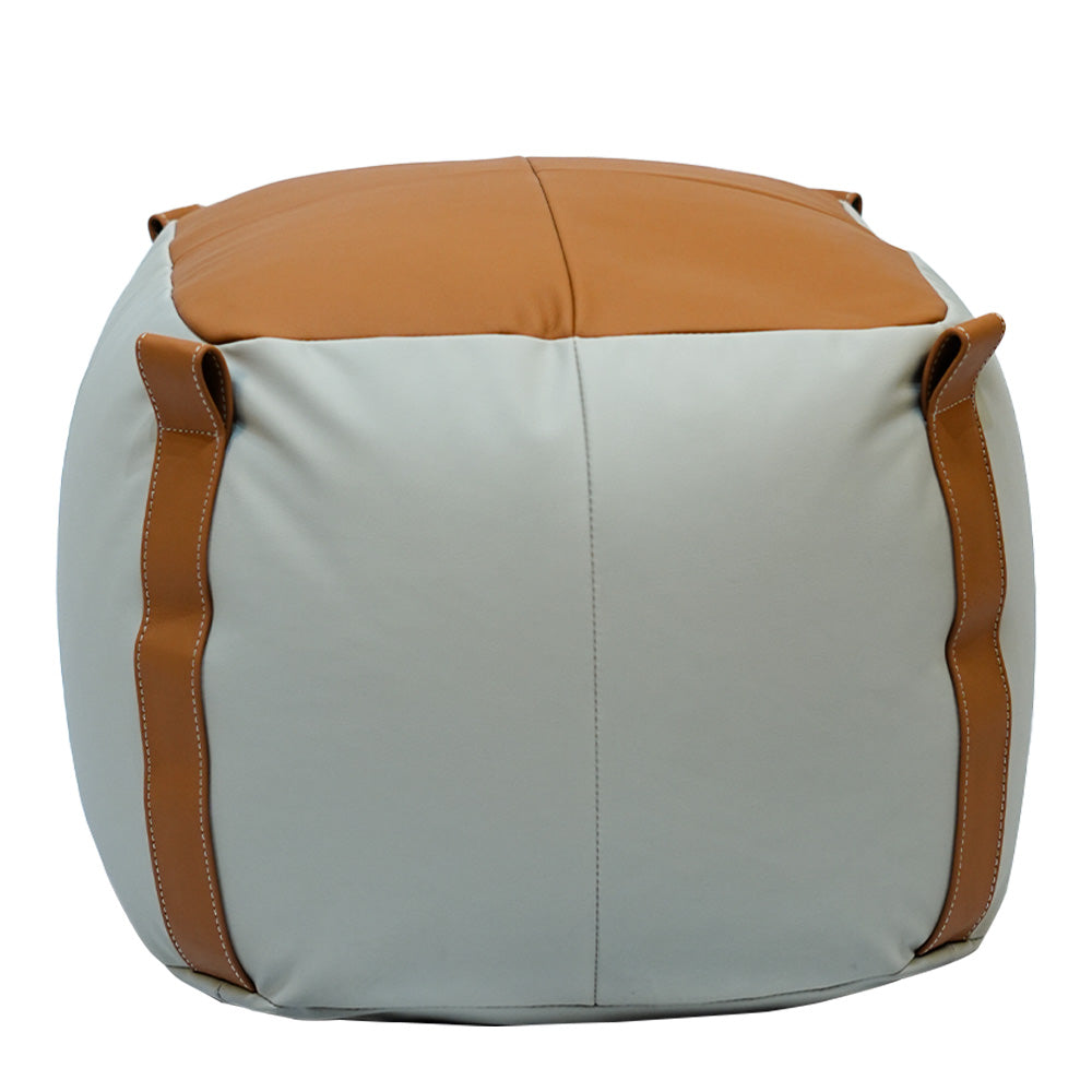 Two-tone Leather Pouf