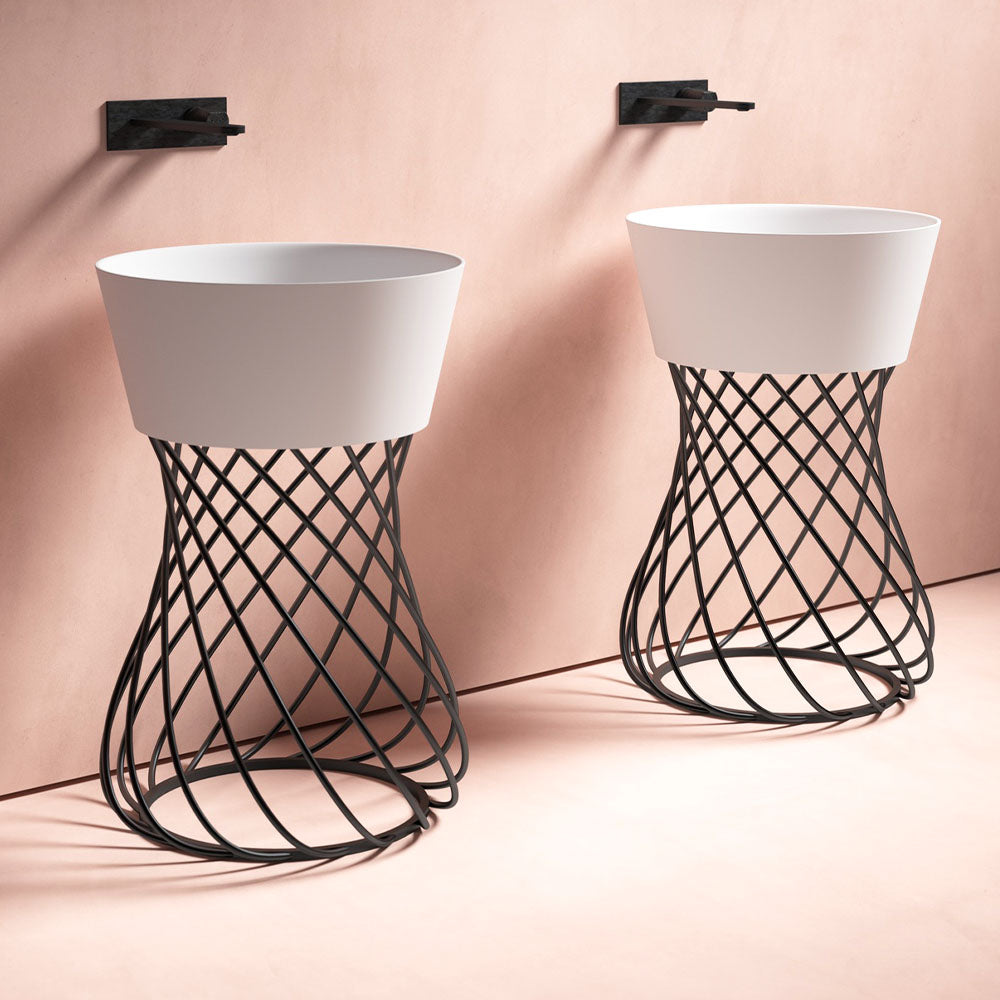 Free Standing Pedestal Wash Basin With Ss Stand - Silver Grey