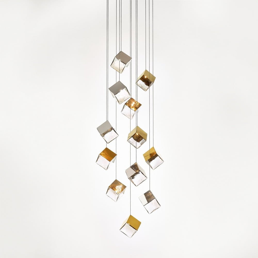 Crystal Cube Led Chandelier Nordic Luxury Pendant Lamp - 10301p/12 (silver + Clear) D800 G9x12