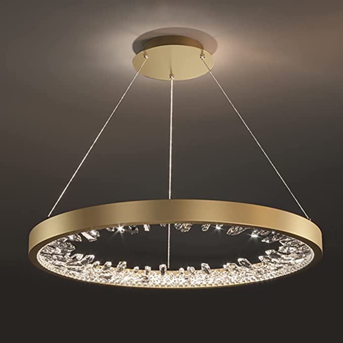 Modern Minimalist Single Ring Round Crystal Led Chandelier Hanging Light - Om820102a (80)