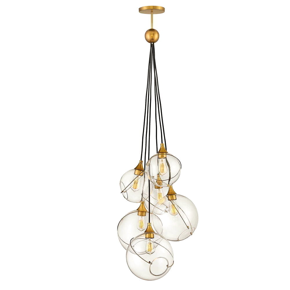 Modern Six Light Glass Cluster Chandelier Pendant Lamp - 10306p/5 D600 (e27x5)