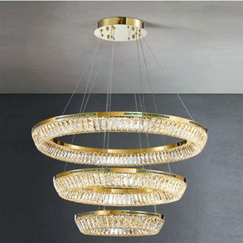 Modern 3 Ring Circle Crystal Chandelier Pendant Lamp - White 8015p/3r (d800+d600+d400mm-e27)