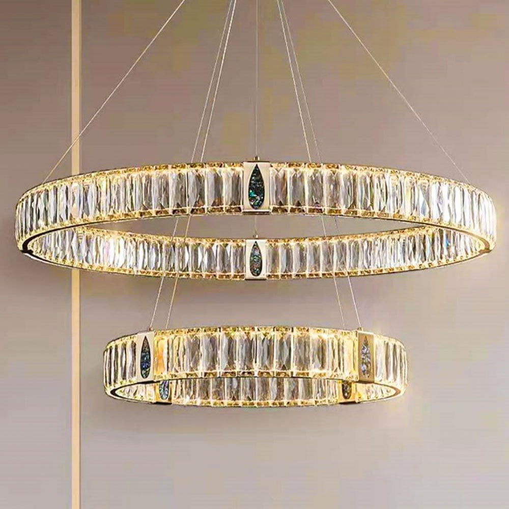Modern 2 Ring Crystal Led Chandelier Pendant Lamp