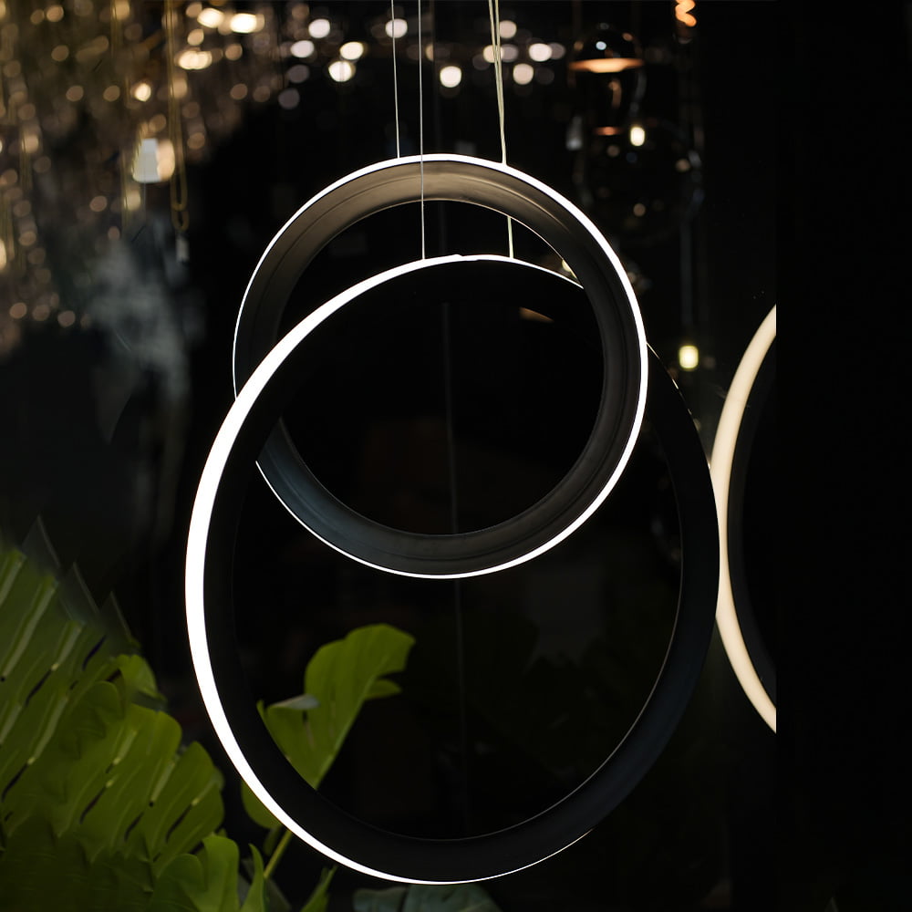 Led Pendant Lamp Black D600+400mm 48w (3 Tone)