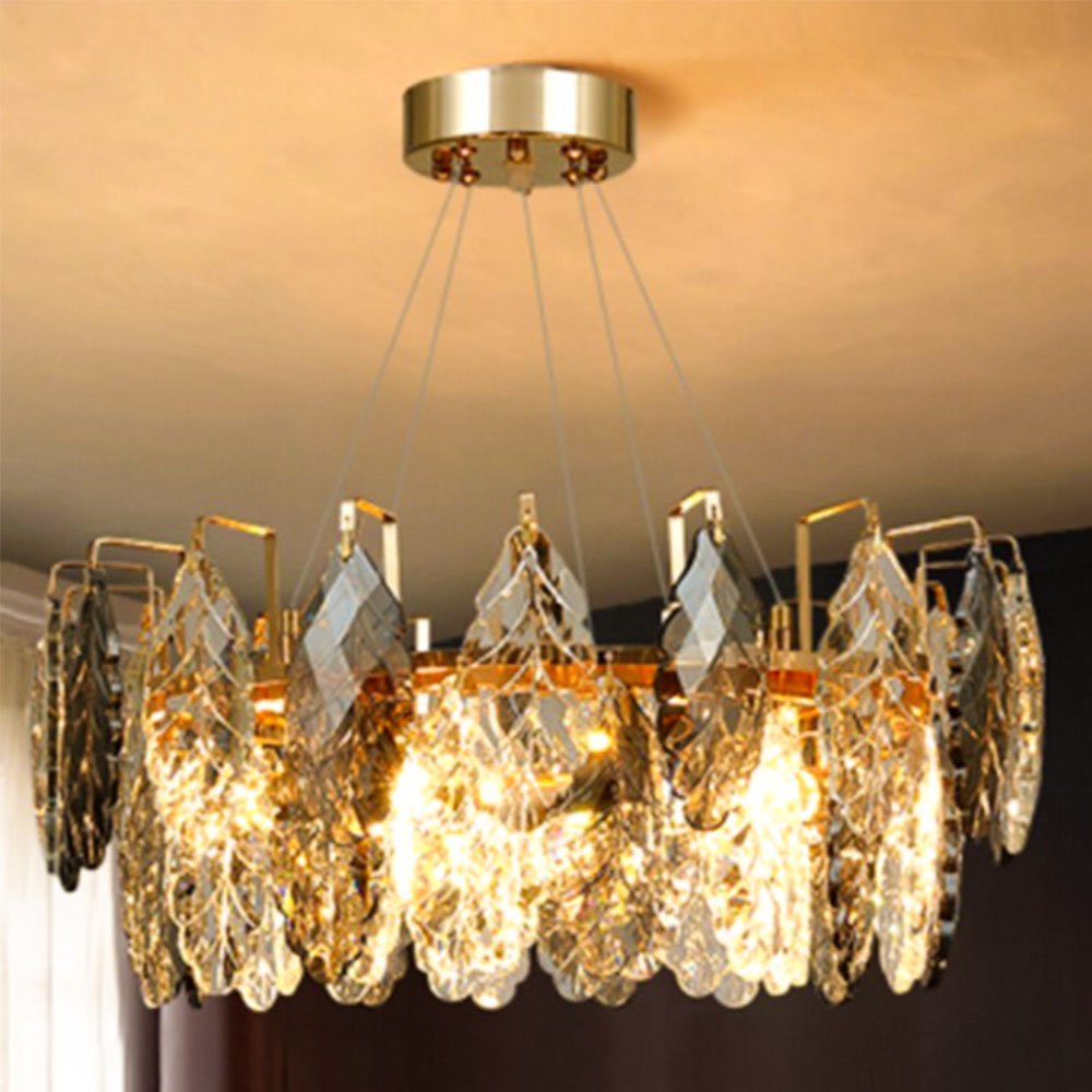 New Modern Led Leaf Crystal Chandeliers Pendant Lamp