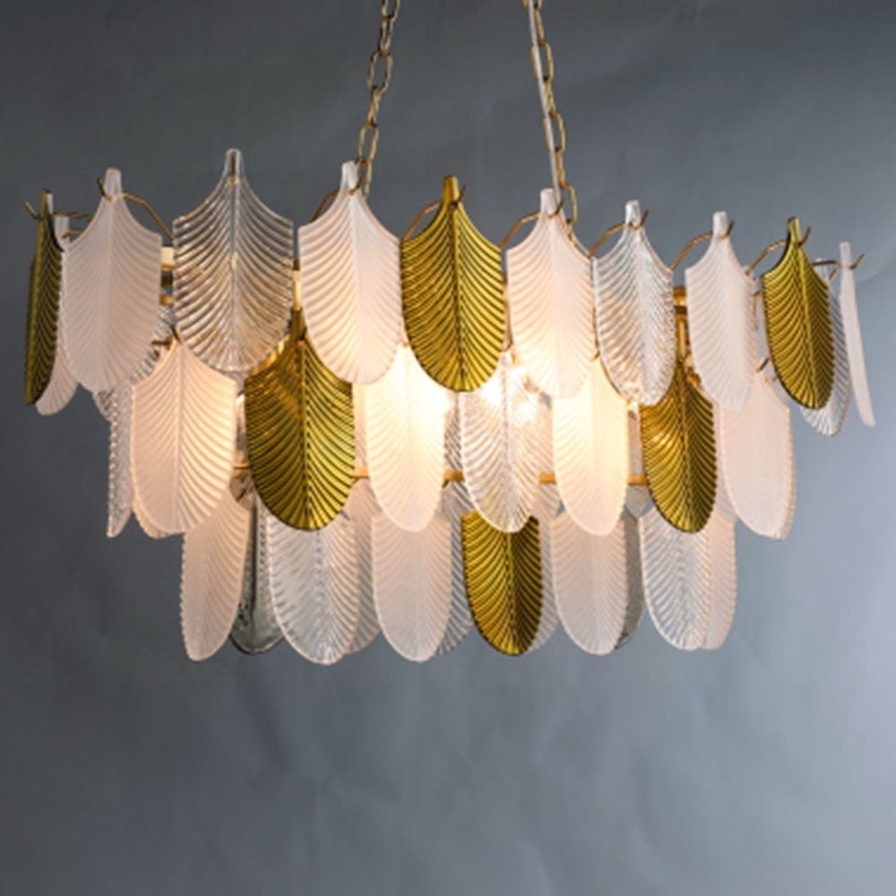 Luxury Postmodern Glass Leaf Led Chandelier Pendant Lamp