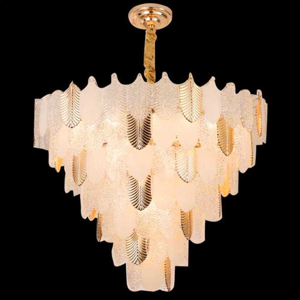 Postmodern High-end Glass Leaf Crystal Chandeliers Pendant Lamp