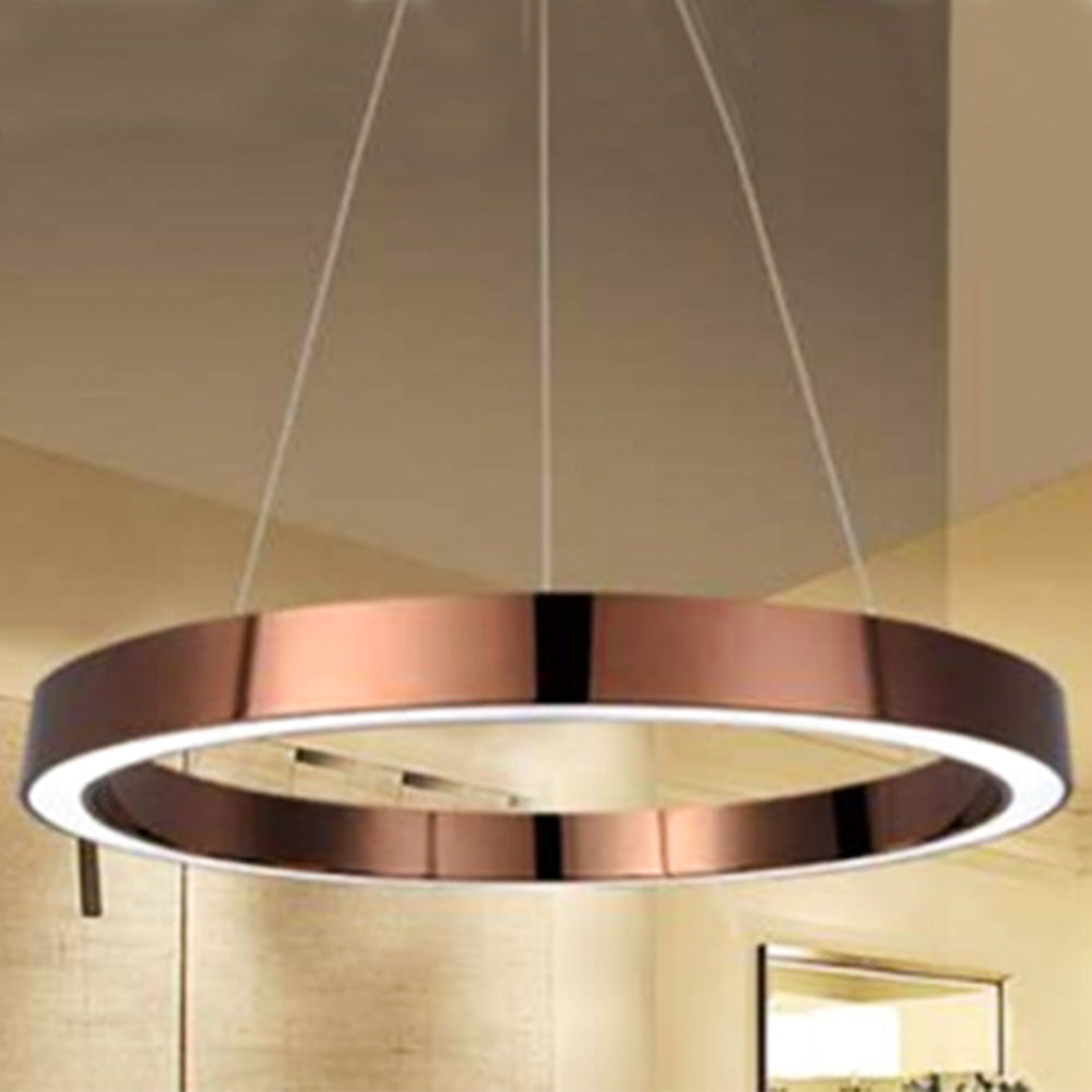 مصباح معلق فاخر وعصري داخلي بحلقة ذهبية بتقنية LED (قطر 400 مم) 24 واط (ثلاثي الألوان)