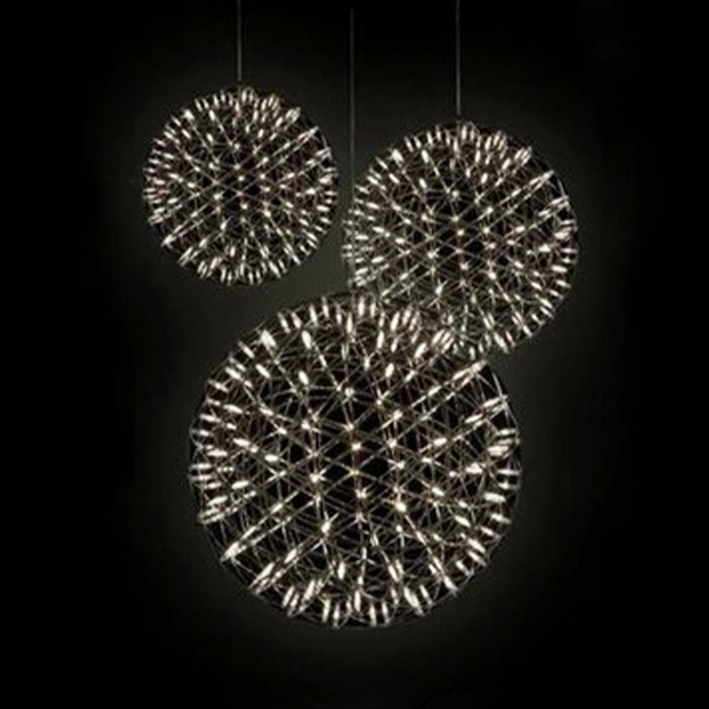 Modern Led Warm Light Fireworks Spark Ball Chandelier Silver Pendant Lamp - 9027p/d 600mm