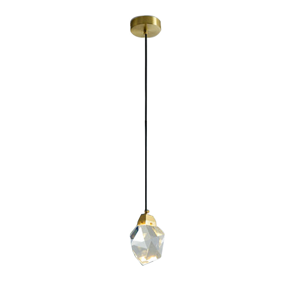 مصباح معلق LED بتصميم ماسي عصري من الزجاج والنحاس الفضي – 9701p/1 (قطر 110 × 1500 مم) (ثلاثي الألوان)