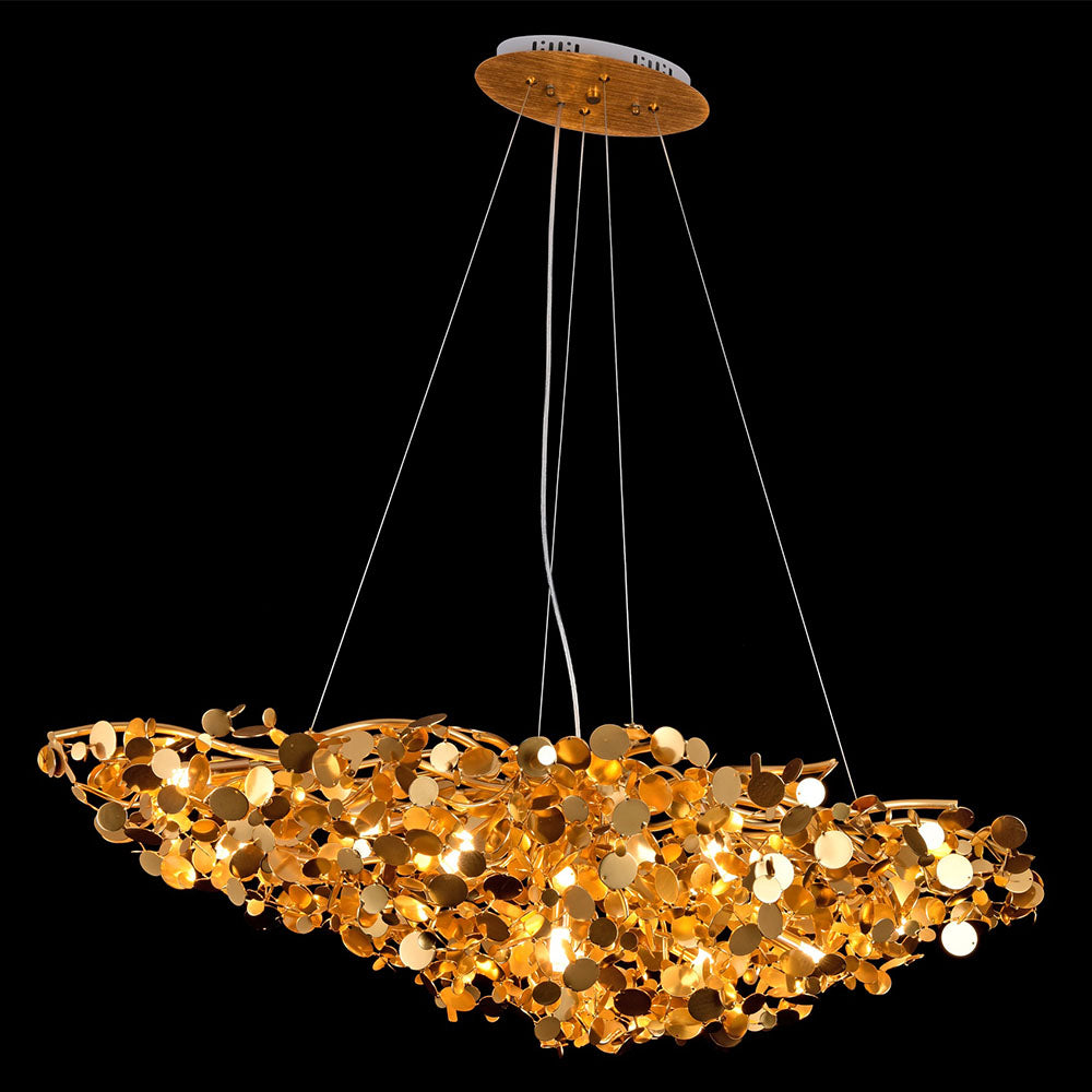 Modern 12- Light Gold Plutot Oval Penny Led Pendant Light