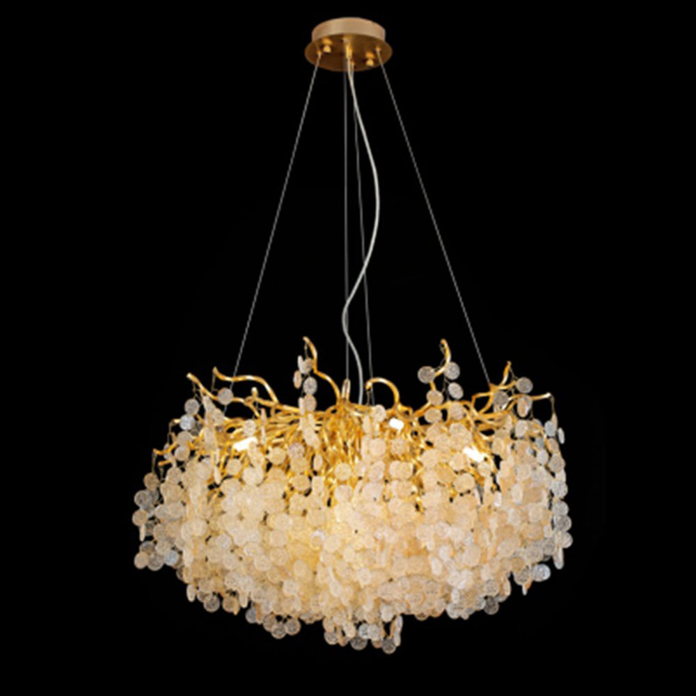 Modern Chrome Round Tree Branch Glass Led Pendant Light