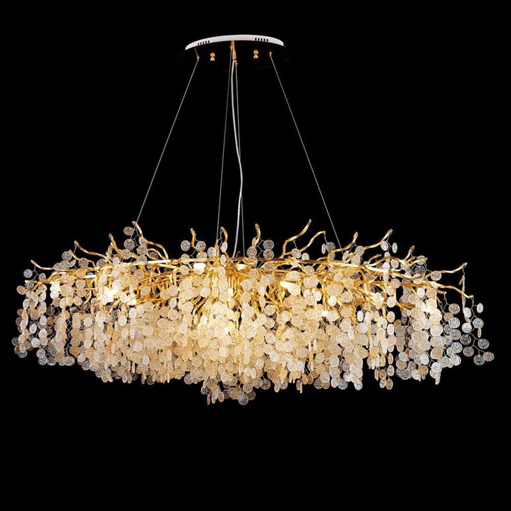 Modern Chrome Round Tree Branch Glass Led Pendant Light