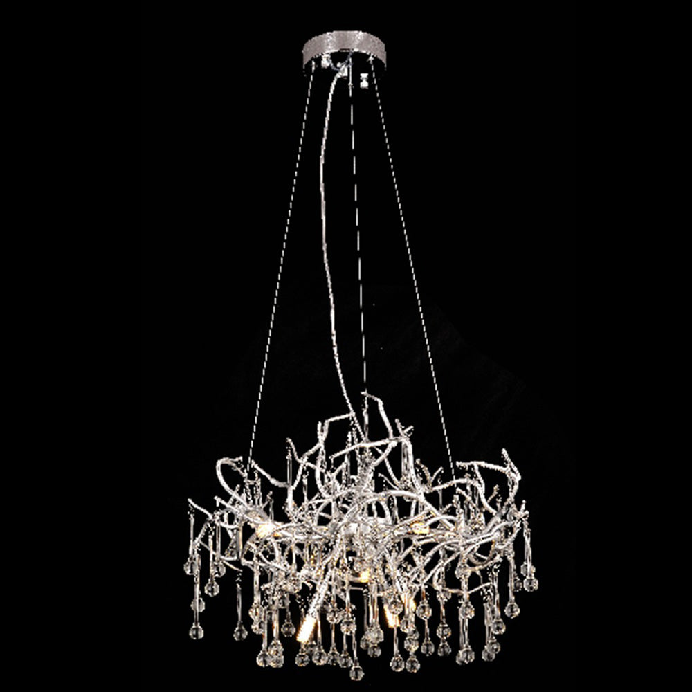 Modern Gold Branch Waterdrops Crystal Led Pendant Light