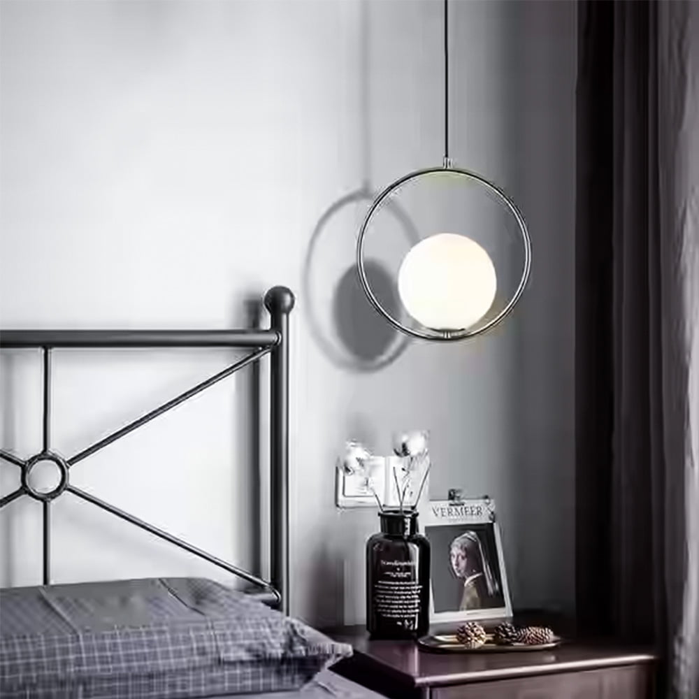 Modern Silver Ring Glass Ball Led Pendant Lights