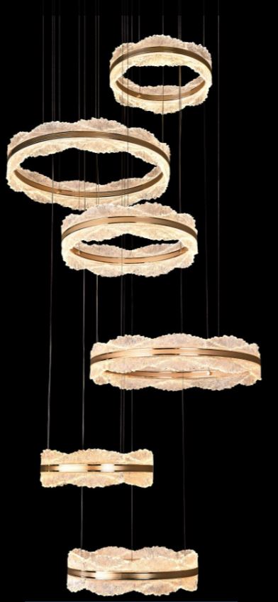 33207 Pendant Light 6 Rings L1200×H2600 Gold (3 Colors)