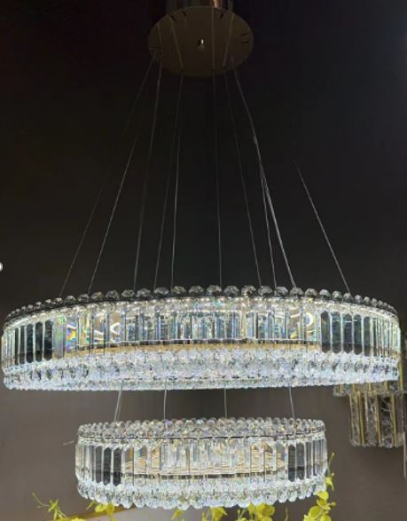 Pendant Light - 7083 - D1000+600 K9 Crystal - Gold