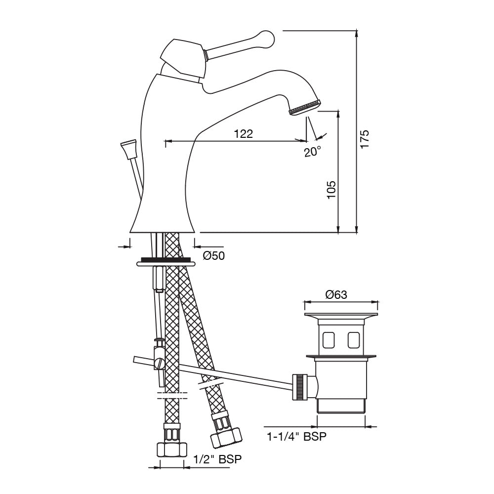 Single Lever Basin Mixer with Popup Waste - Chrome