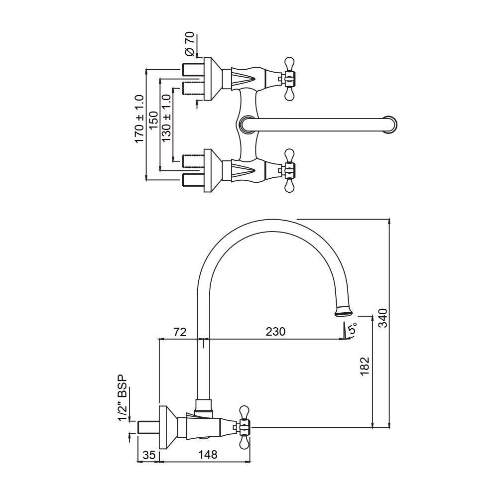 Sink Mixer with Regular Swinging Spout - Chrome