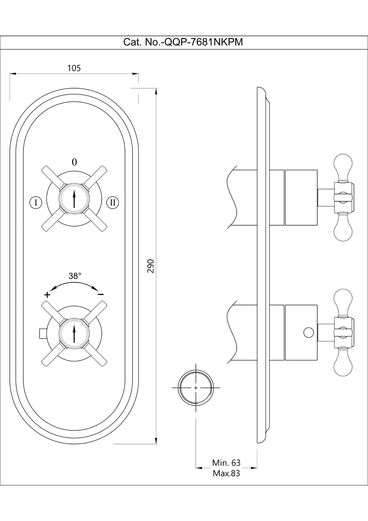 Aquamax Exposed Part Kit of Thermostatic Shower Mixer with 2-way diverter - Chrome