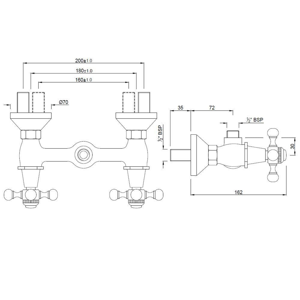 Shower Mixer for Shower Cubicles (Wall Mounted) - Chrome