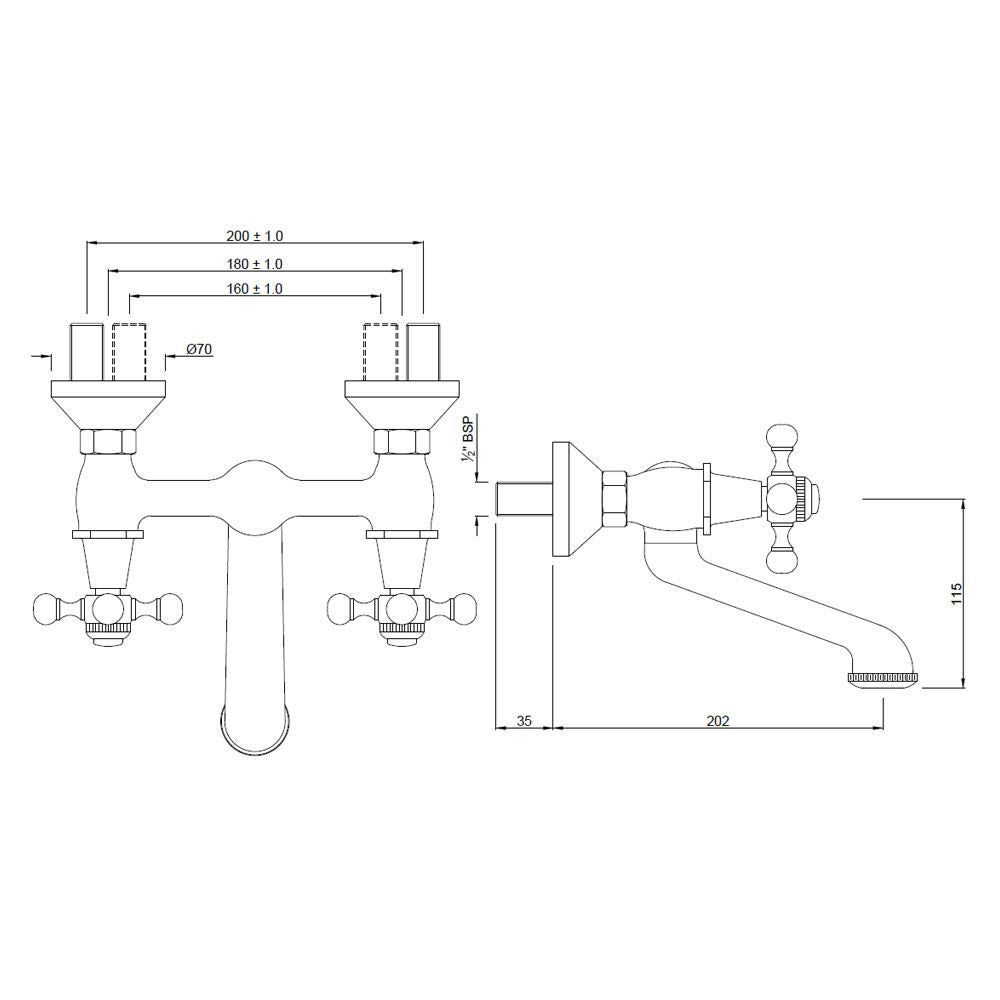 Wall Mixer Non-Telephonic Shower Arrangement - Chrome