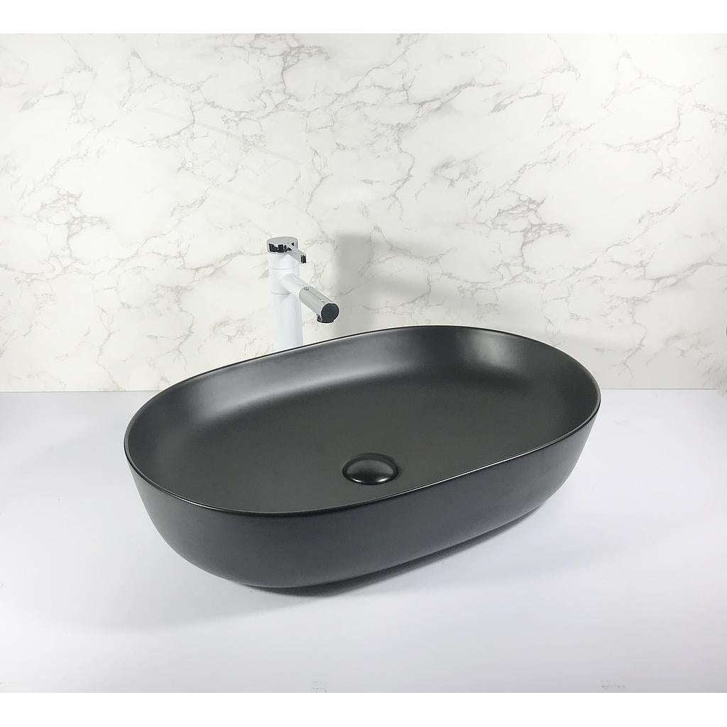 Oval Countertop Basin – Matte Black Finish
