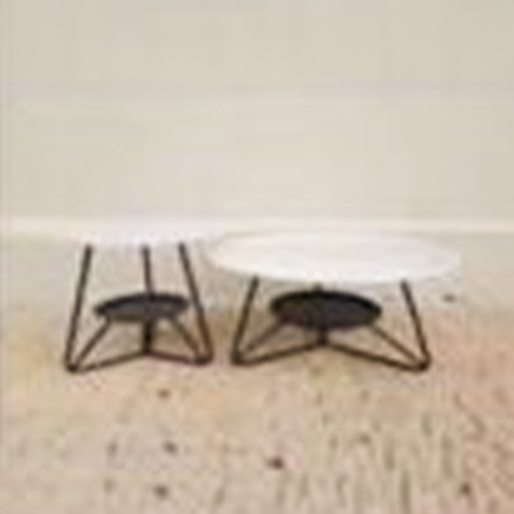 Rounded Marble-meatalic Teapoy