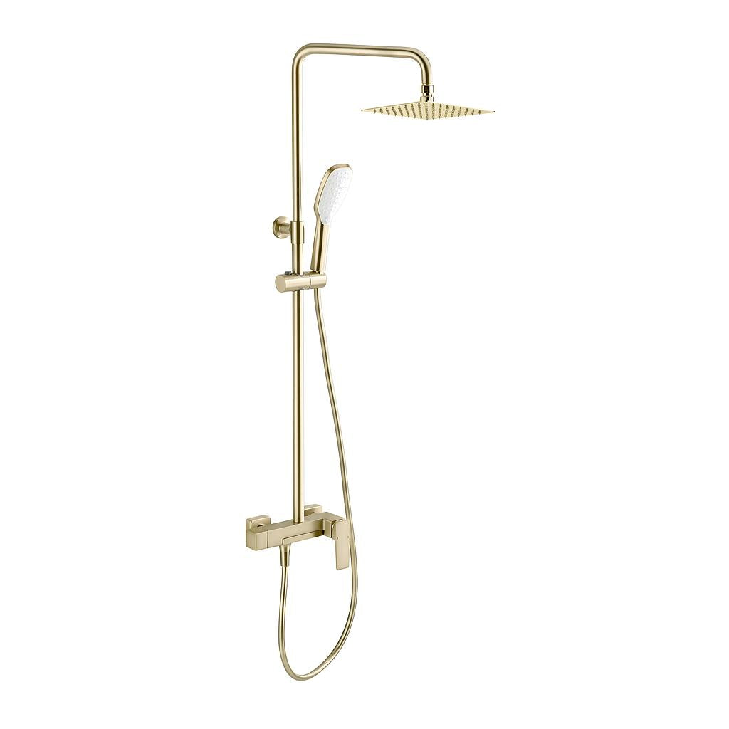 Square Head Shower Set – Brushed Gold Finish