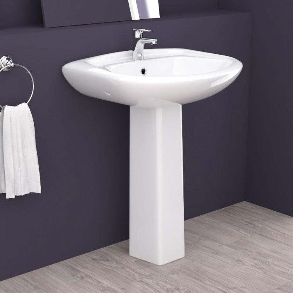 Sawsan 1-hole Wash Basin With Pedestal - Sp White-pc