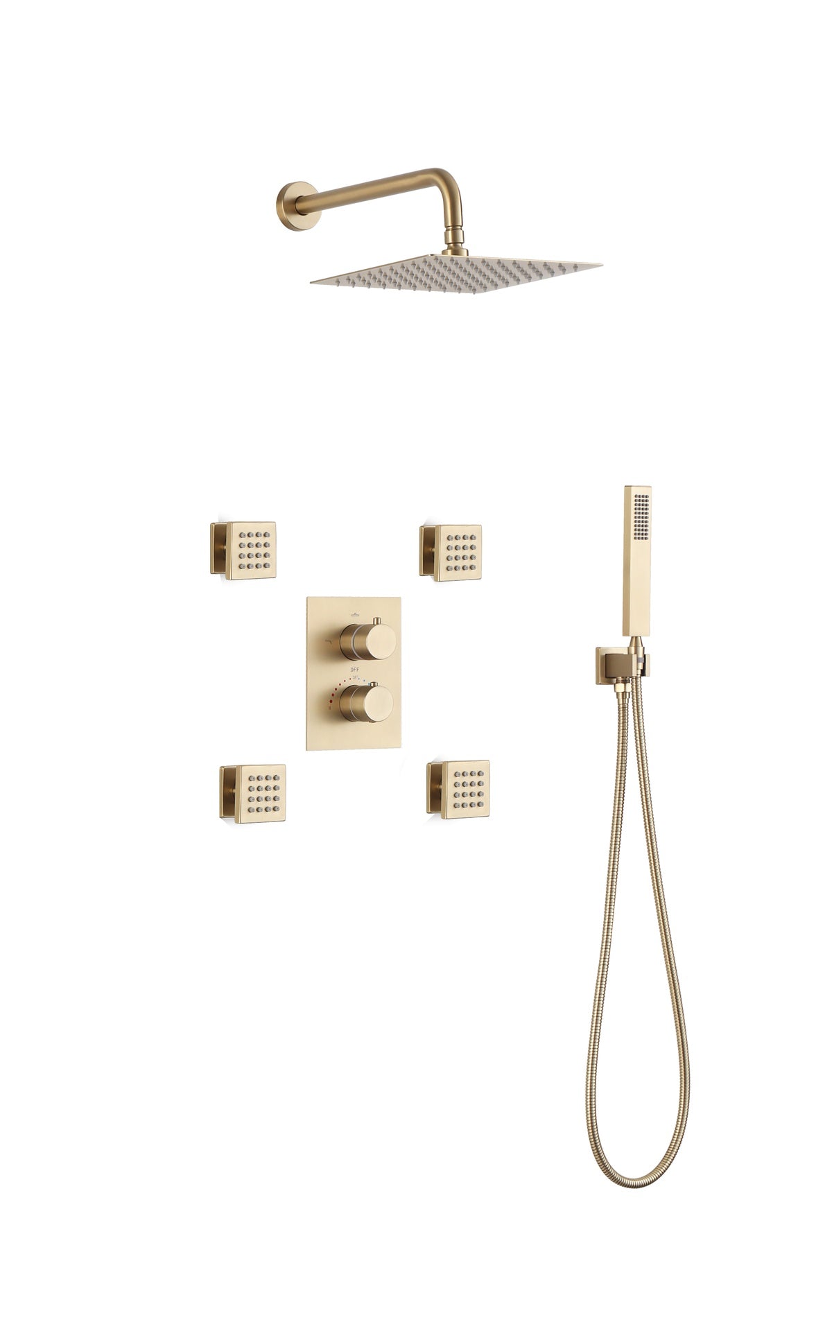 Thermostatic Shower Set – Brushed Gold Finish