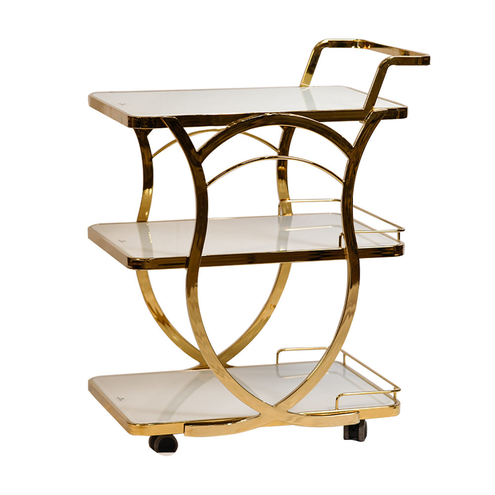 Art Deco Inspired Gold Finish Serving Cart / Restaurant Cart