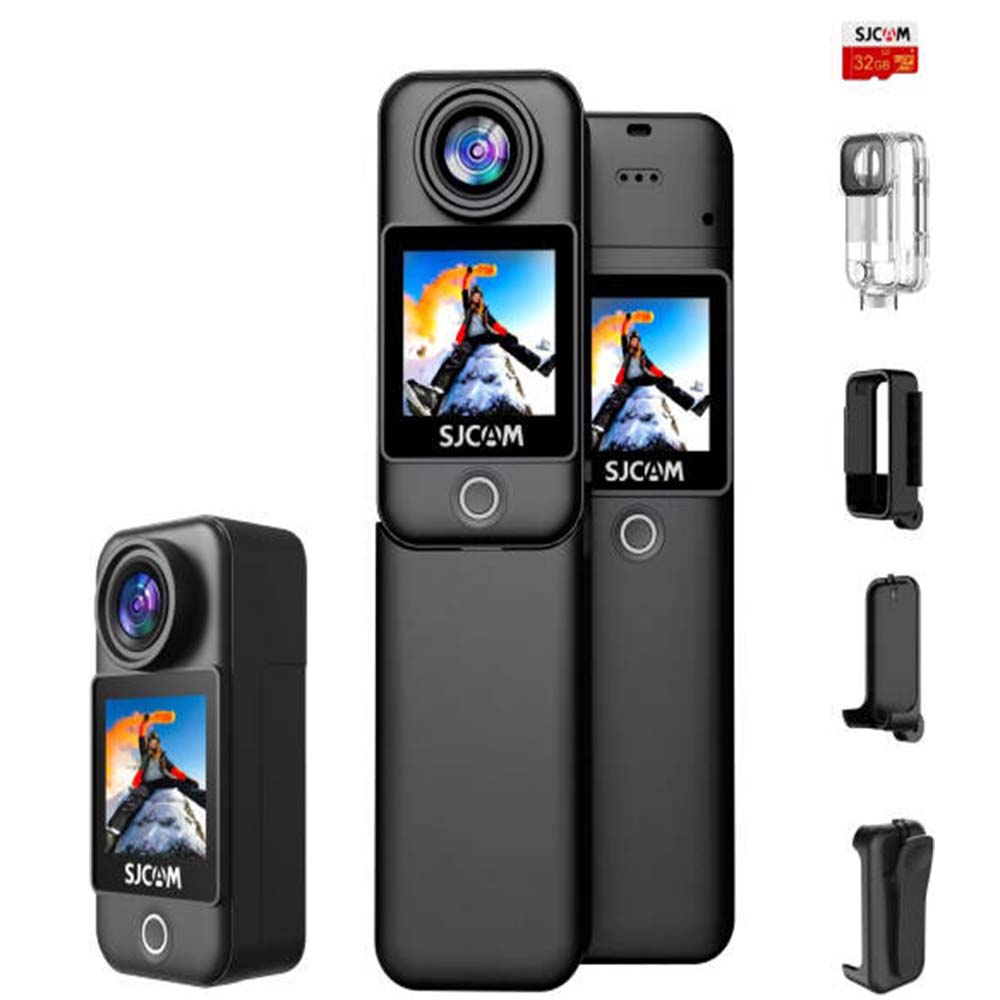 Sjcam C3action Camera, 4k, Dual Touchscreen, Waterproof, 6-axis Eis, Helmet Mount