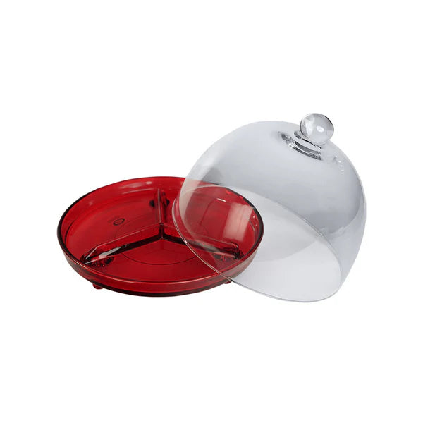 Alegre Glass 22x20 Cm Crystal Red Service Bowl With Lid