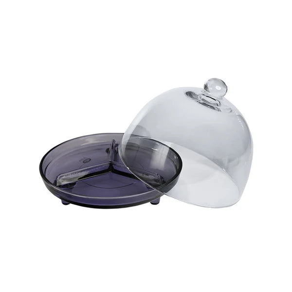 Alegre Glass 22x20 Cm Crystal Pruple Service Bowl With Lid