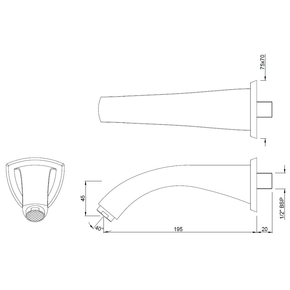 Bath Tub Spout - Chrome