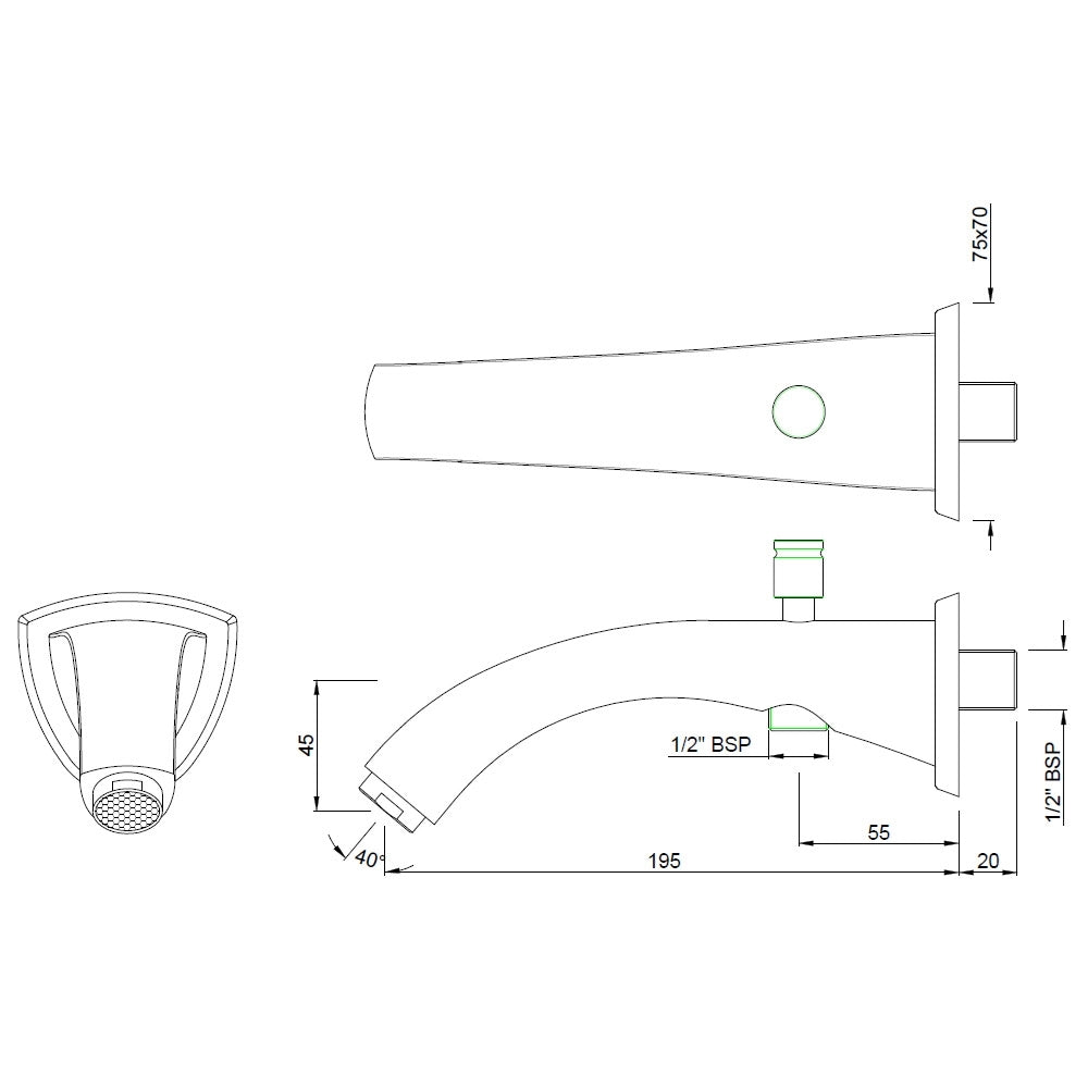 Bath Tub Spout - Chrome