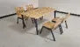 Industrial Table Set 120×65 cm – Wood & Metal – Includes Chairs & Bench