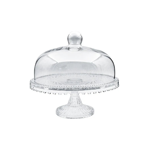 Alegre Glass 28x22 Cm Crystal Cake Stand With Lid